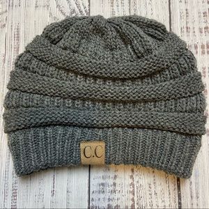 C.C Gray Knit Beanie. One Size.
